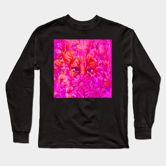 Beautiful Creature Artwork in Bright Pink and Orange Long Sleeve T-Shirt by Klssaginaw